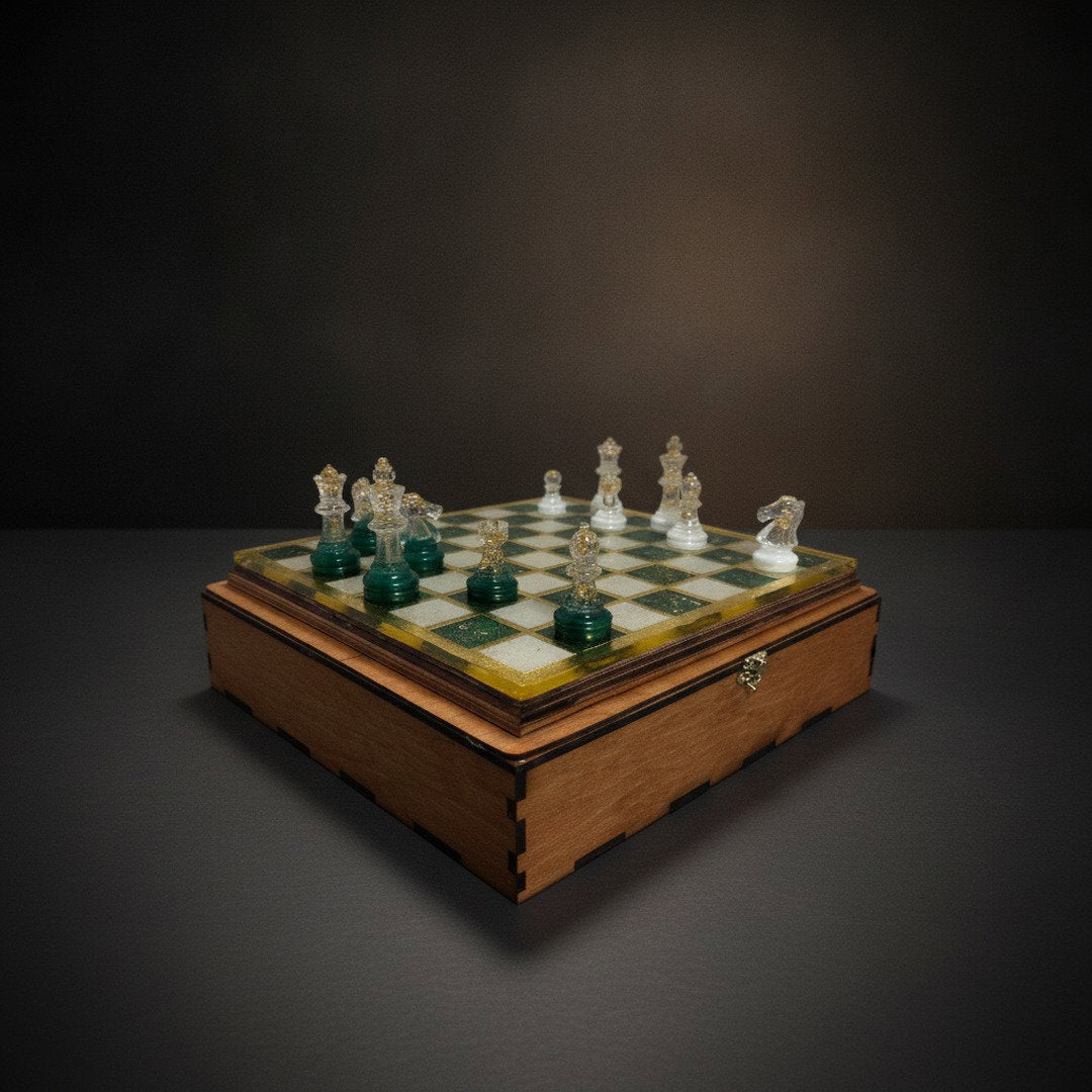 LUXURY GREEN GOLD CHESS SET
