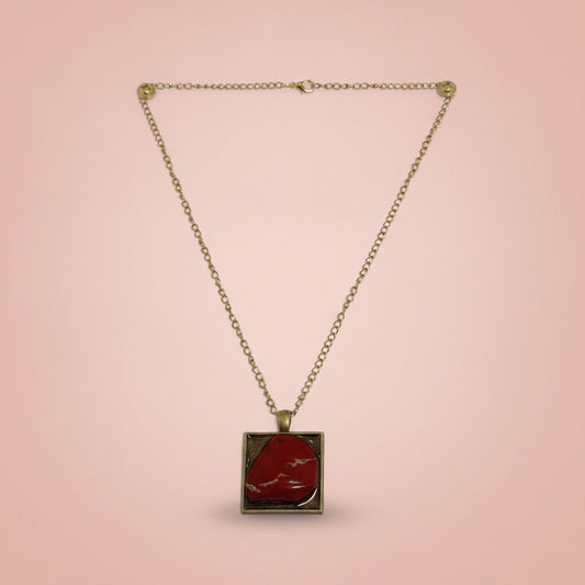 SQUARE SHAPED RED JASPER Necklace